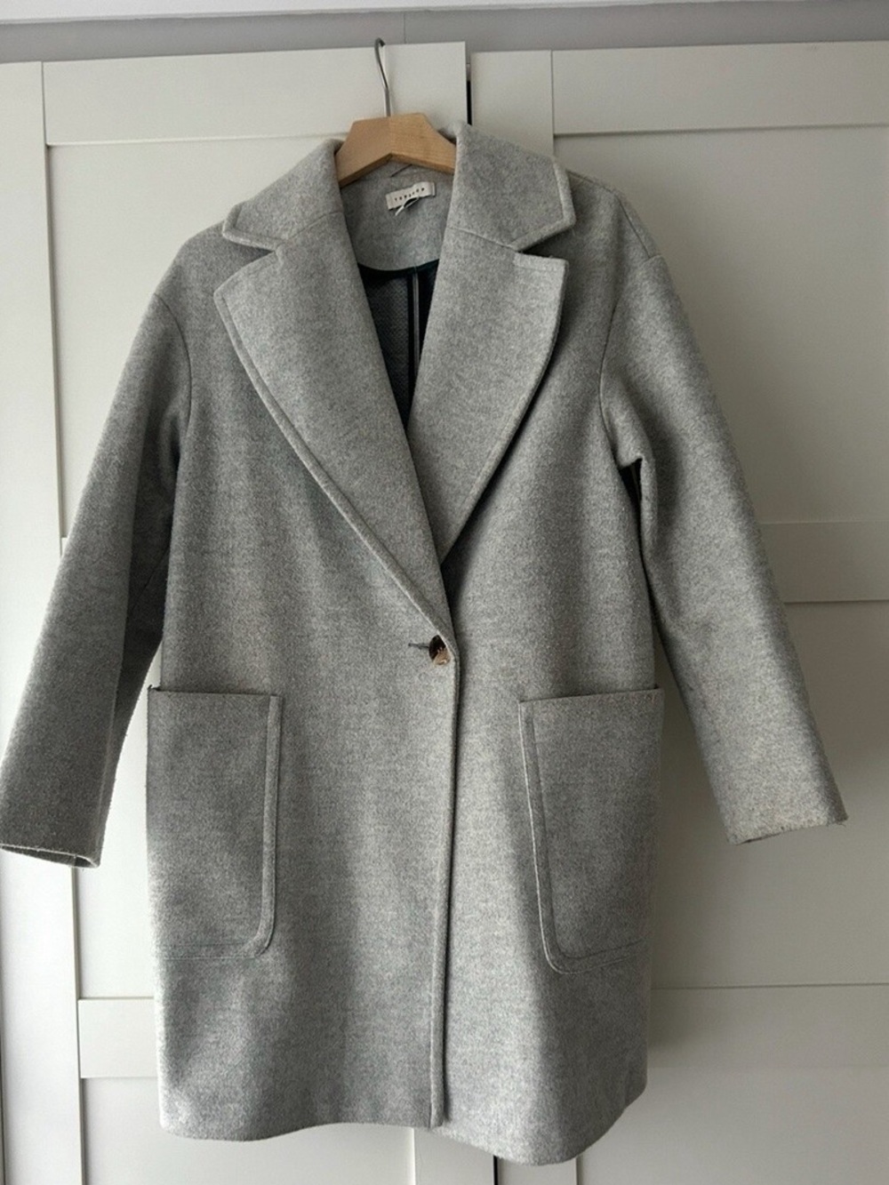 Topshop Light Gray Wool-Blend Trench Coat